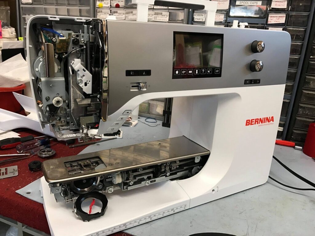 Bernina sewing machine being repaired